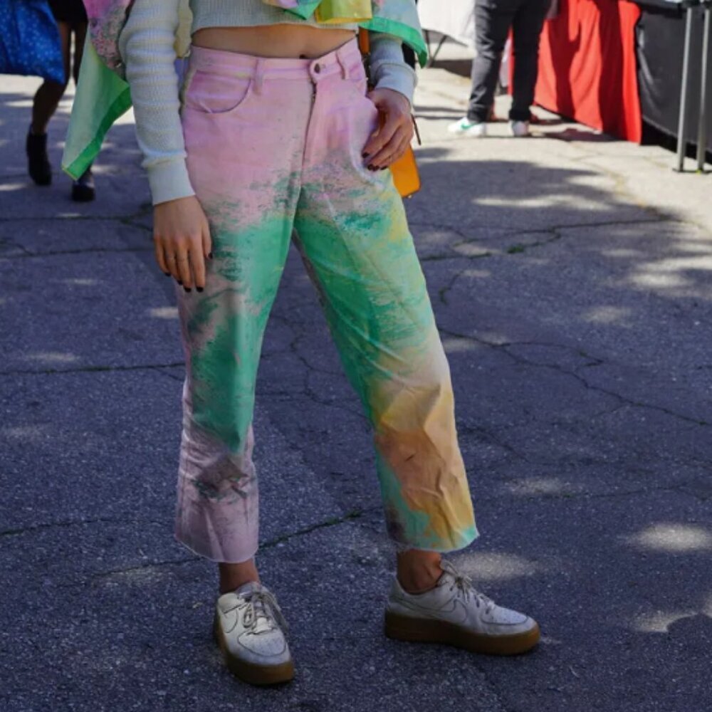 The Kit Alexa Pastel Sunset Fog High Waist‎ Cropped Straight Leg Jeans
